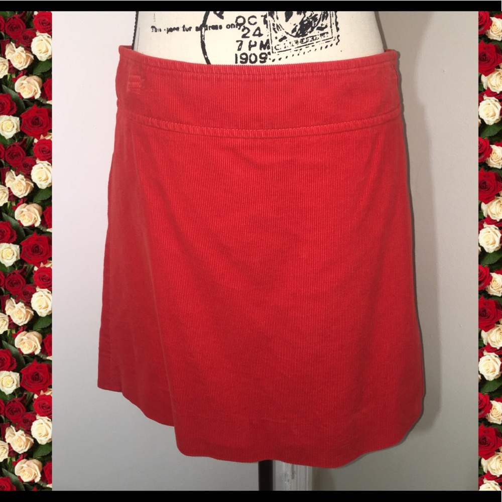 J.Crew  Cord Skirt Bright Red